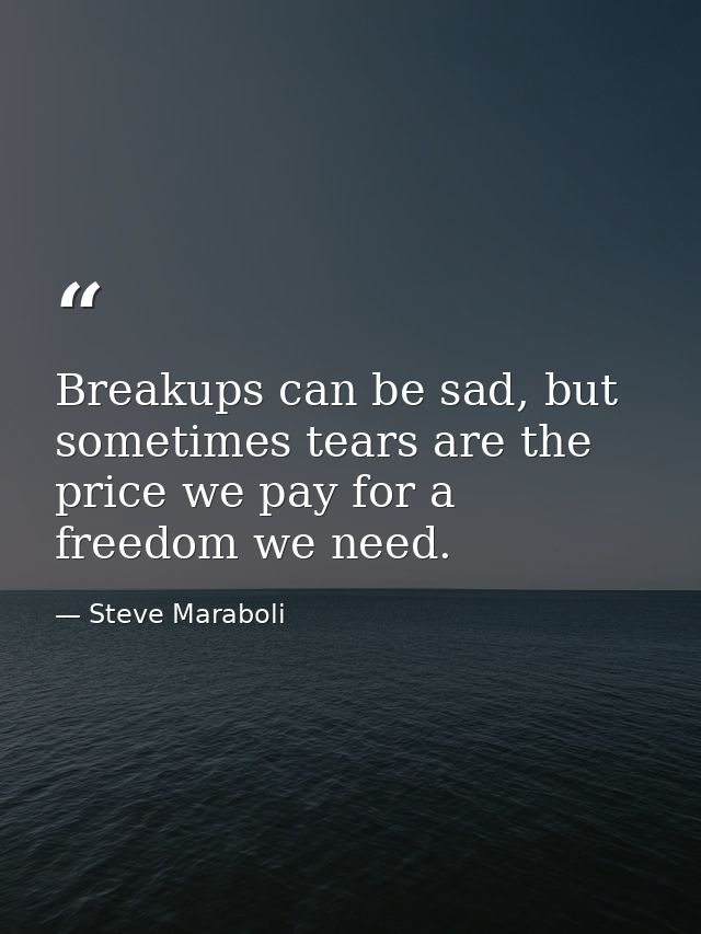 Breakups can be sad, but sometimes tears are the price we pay for a freedom we need. — Steve Maraboli