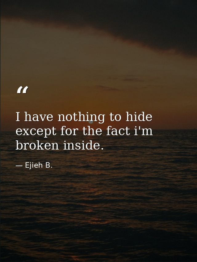 I have nothing to hide except for the fact i'm broken inside. — Ejieh B.