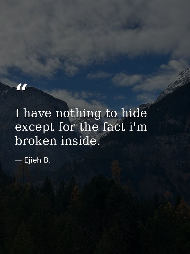 I have nothing to hide except for the fact i'm broken inside. — Ejieh B.