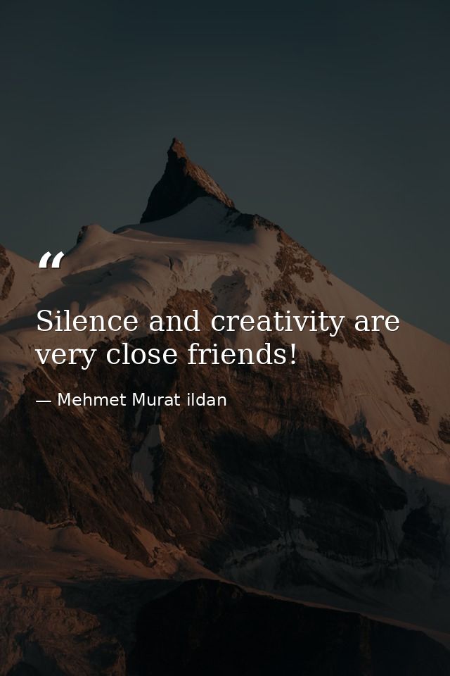 Silence and creativity are very close friends! — Mehmet Murat ildan