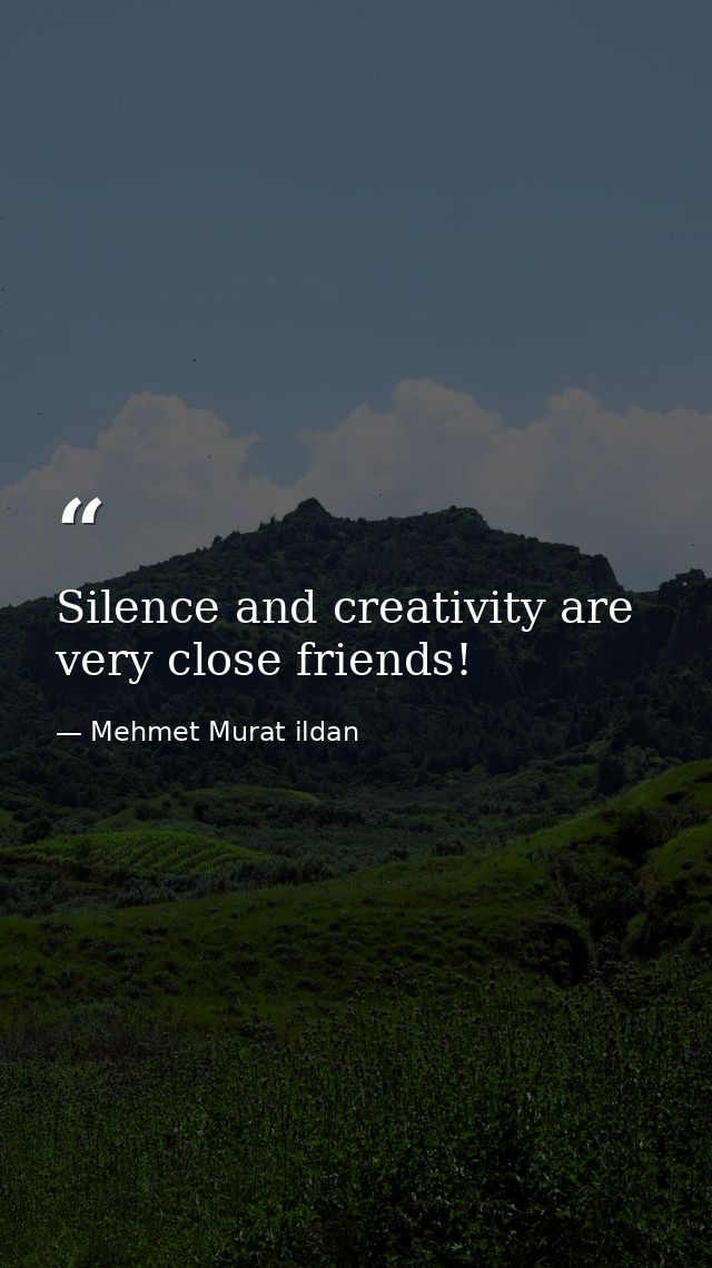 Silence and creativity are very close friends! — Mehmet Murat ildan