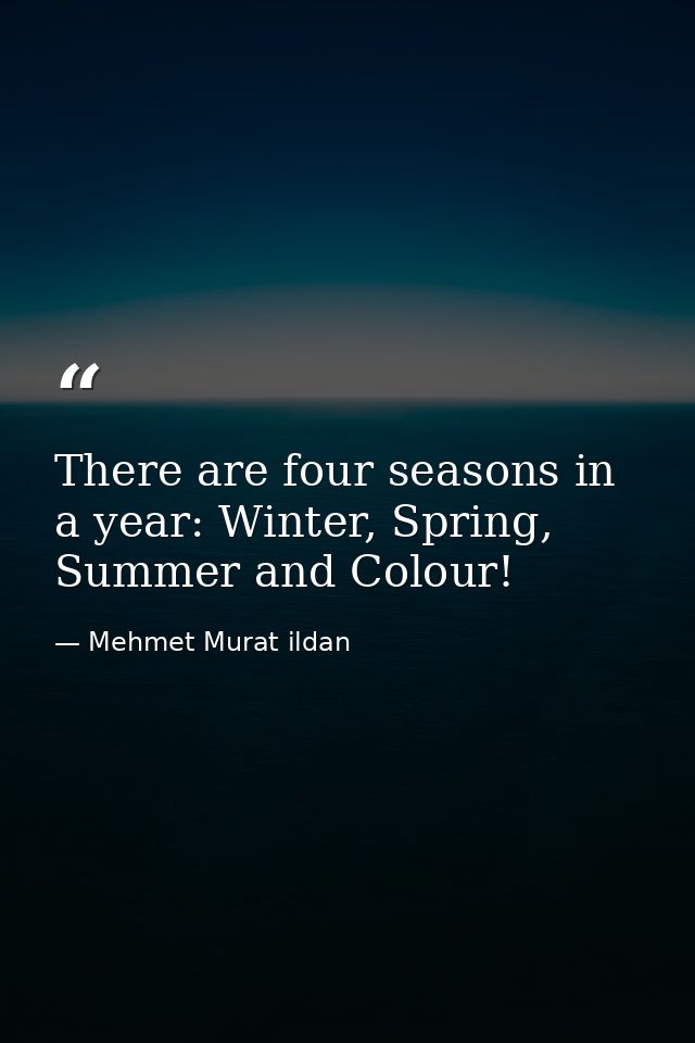 There are four seasons in a year: Winter, Spring, Summer and Colour! — Mehmet Murat ildan