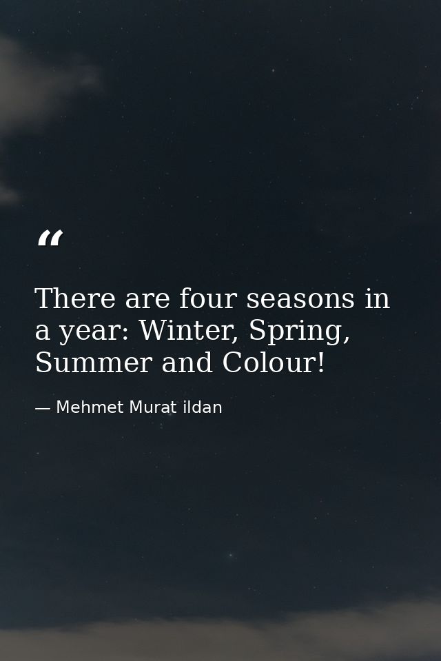 There are four seasons in a year: Winter, Spring, Summer and Colour! — Mehmet Murat ildan