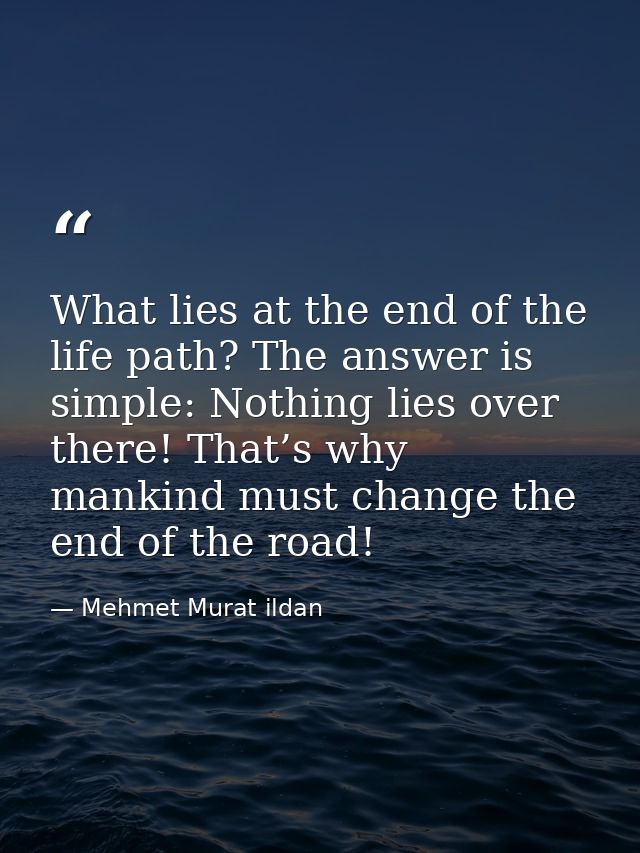 What lies at the end of the life path? The answer is simple: Nothing lies over there! That’s why mankind must change the — Mehmet Murat ildan