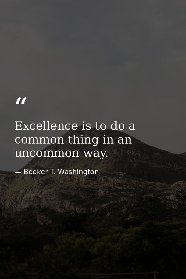 Excellence is to do a common thing in an uncommon way. — Booker T. Washington