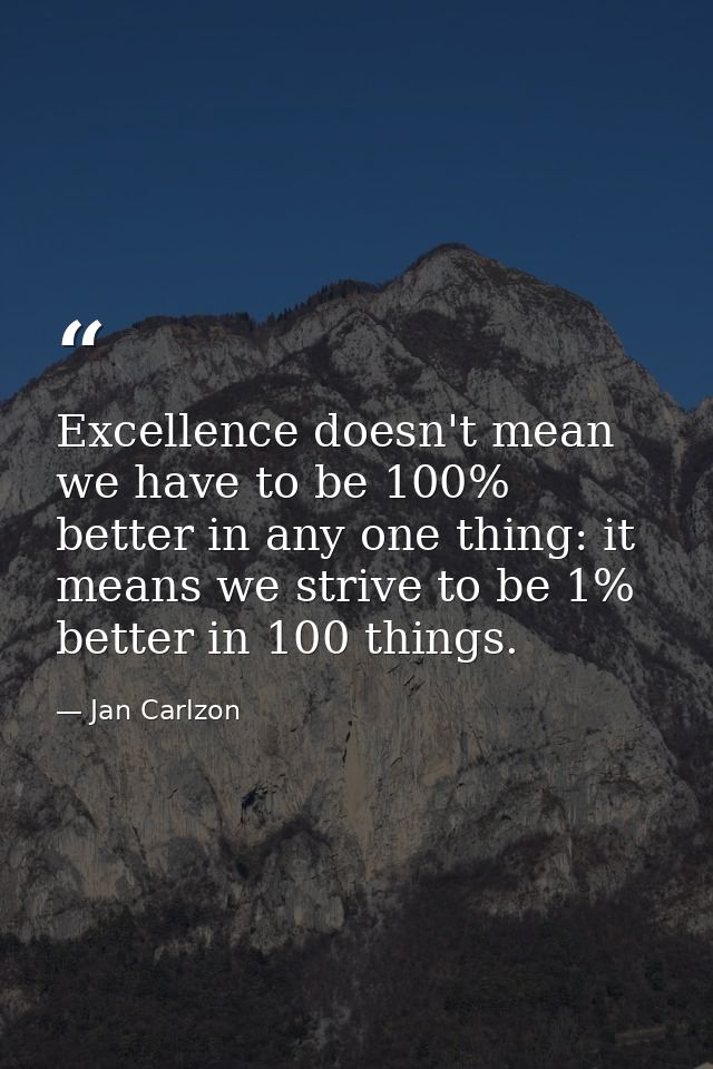 Excellence doesn't mean we have to be 100% better in any one thing: it means we strive to be 1% better in 100 things. — Jan Carlzon