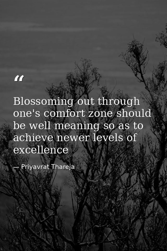 Blossoming out through one's comfort zone should be well meaning so as to achieve newer levels of excellence — Priyavrat Thareja