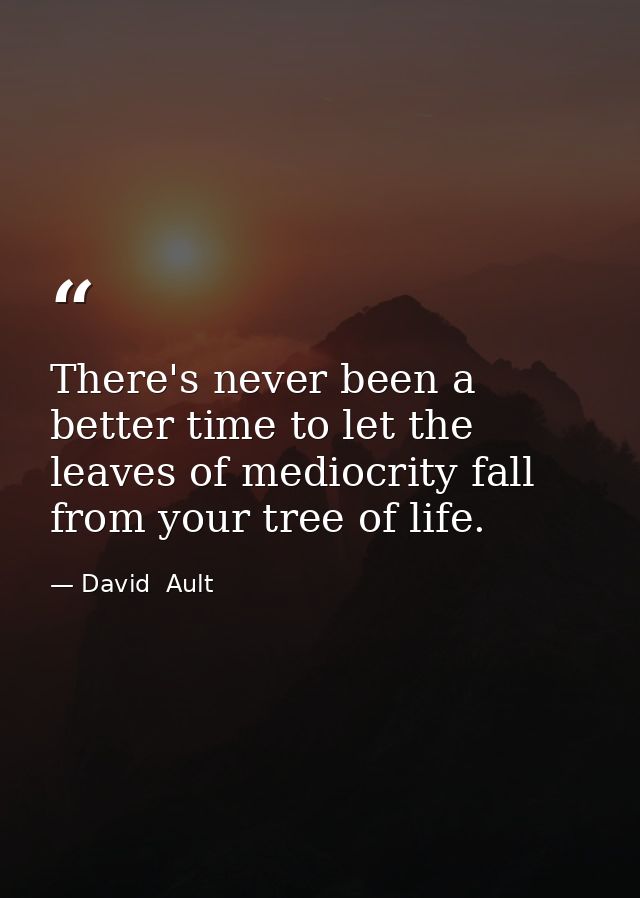 There's never been a better time to let the leaves of mediocrity fall from your tree of life. — David  Ault