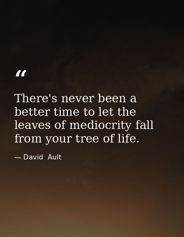 There's never been a better time to let the leaves of mediocrity fall from your tree of life. — David  Ault