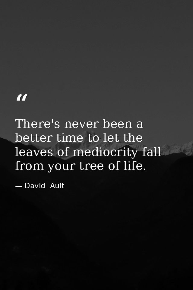 There's never been a better time to let the leaves of mediocrity fall from your tree of life. — David  Ault