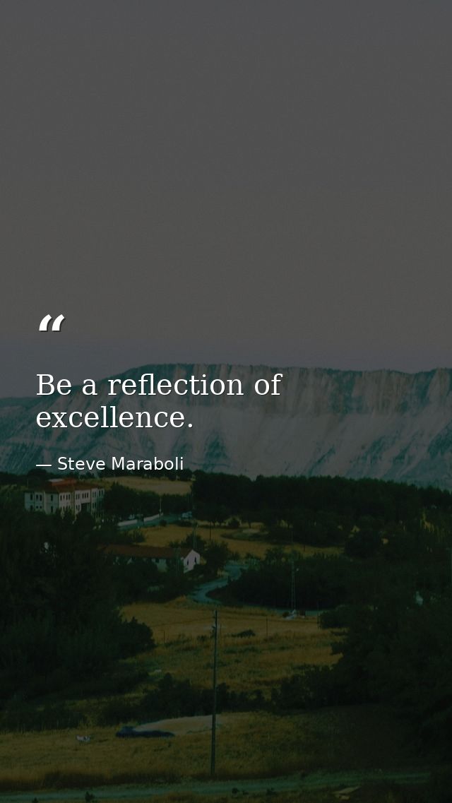 Be a reflection of excellence. — Steve Maraboli