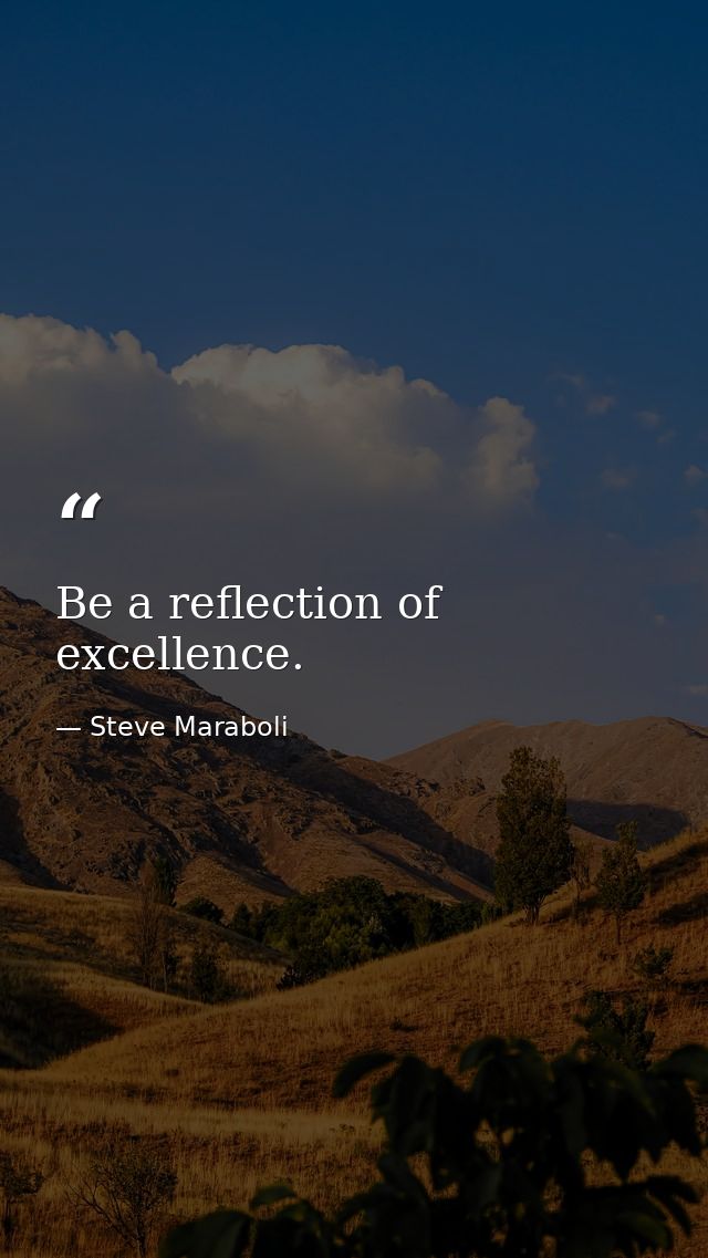 Be a reflection of excellence. — Steve Maraboli