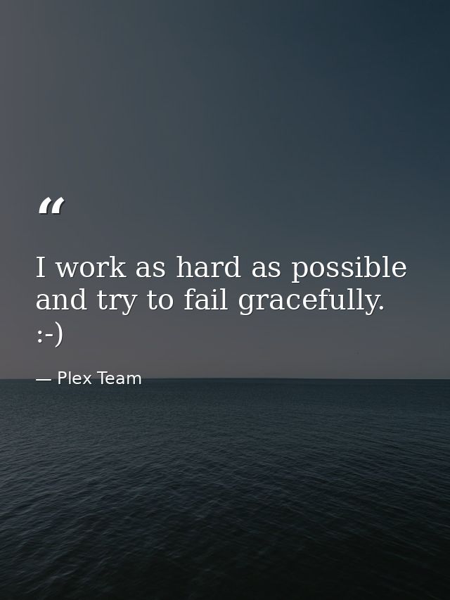 I work as hard as possible and try to fail gracefully. :-) — Plex Team
