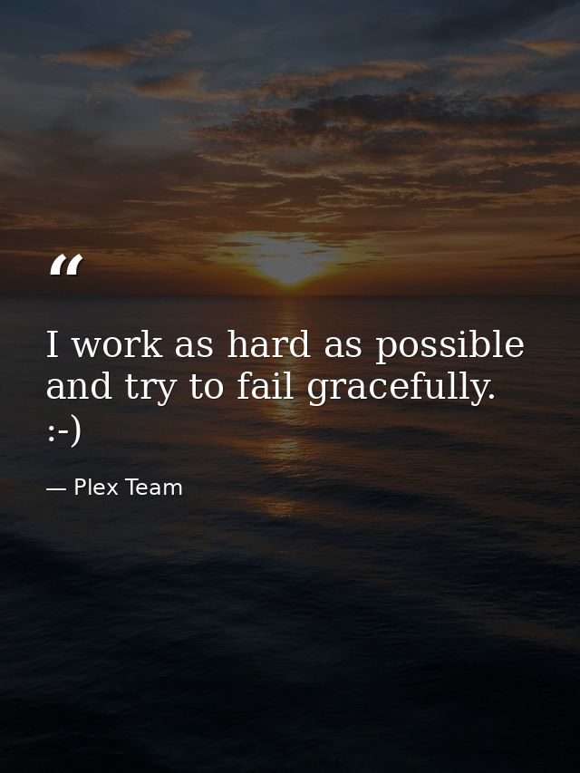 I work as hard as possible and try to fail gracefully. :-) — Plex Team