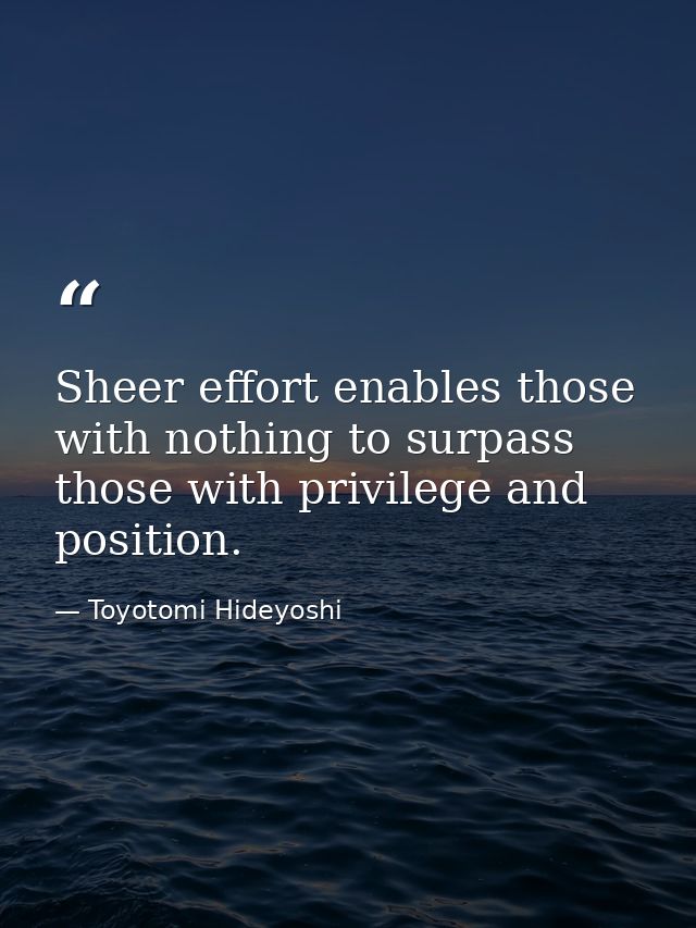 Sheer effort enables those with nothing to surpass those with privilege and position. — Toyotomi Hideyoshi