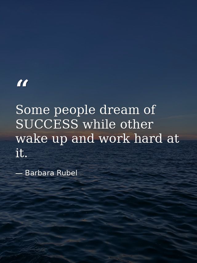 Some people dream of SUCCESS while other wake up and work hard at it. — Barbara Rubel