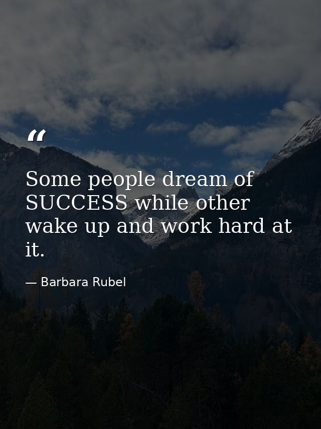 Some people dream of SUCCESS while other wake up and work hard at it. — Barbara Rubel