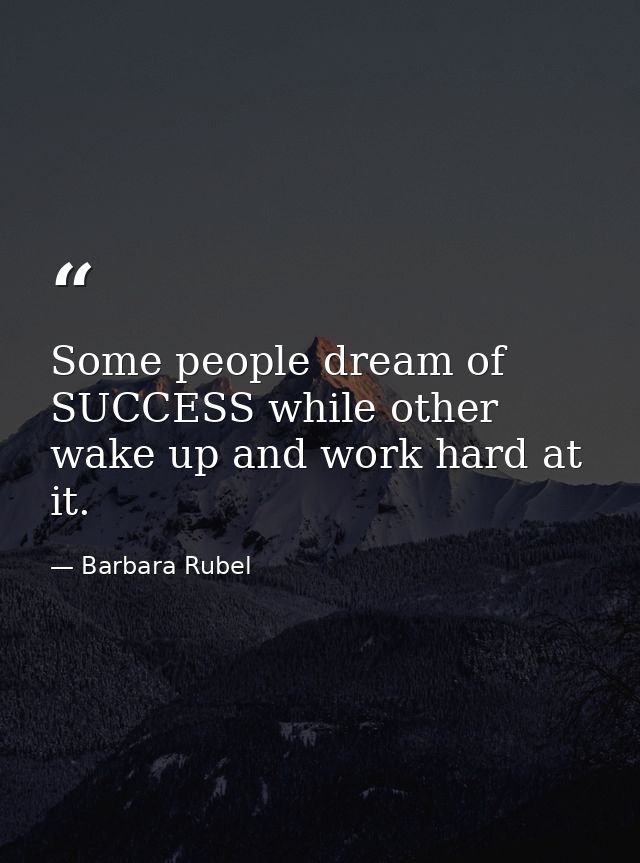 Some people dream of SUCCESS while other wake up and work hard at it. — Barbara Rubel