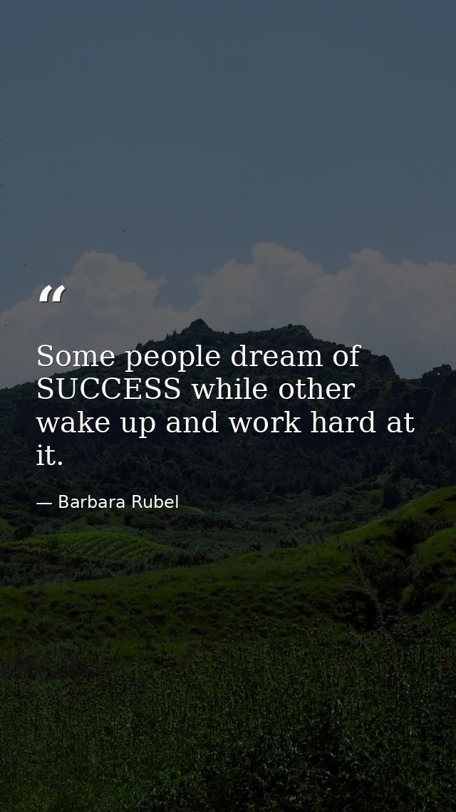 Some people dream of SUCCESS while other wake up and work hard at it. — Barbara Rubel