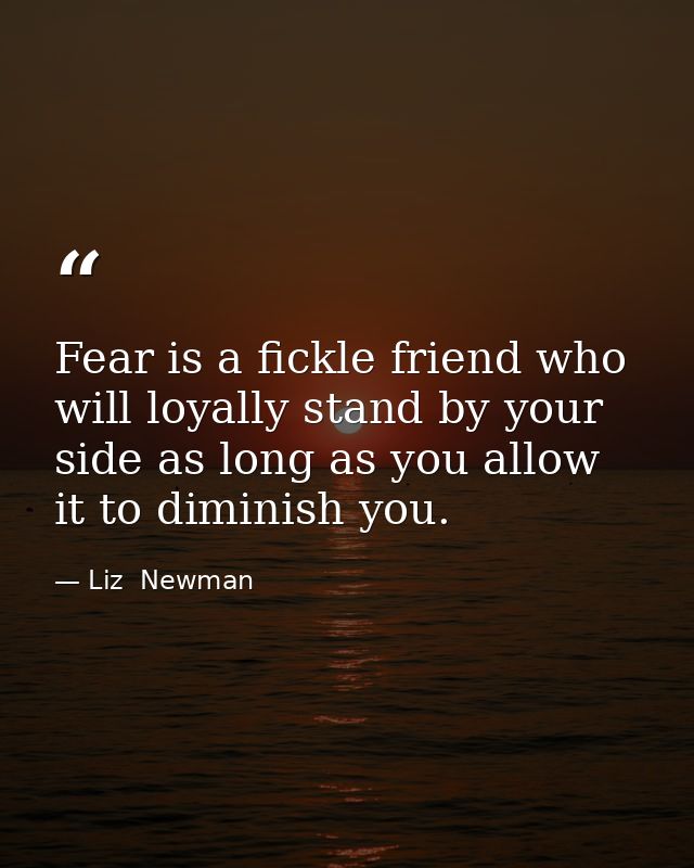 Fear is a fickle friend who will loyally stand by your side as long as you allow it to diminish you. — Liz  Newman