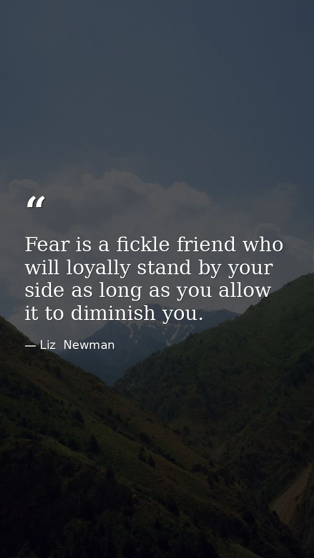 Fear is a fickle friend who will loyally stand by your side as long as you allow it to diminish you. — Liz  Newman