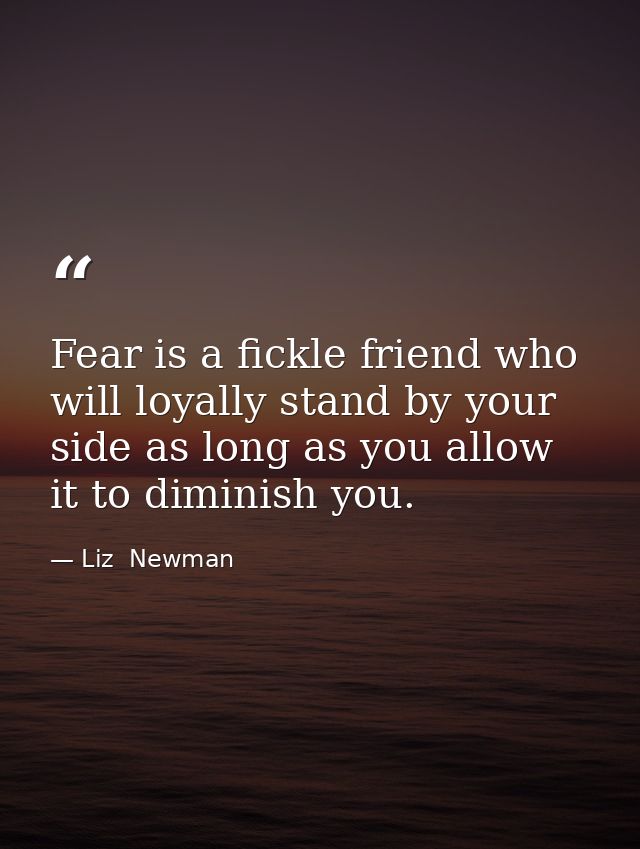 Fear is a fickle friend who will loyally stand by your side as long as you allow it to diminish you. — Liz  Newman
