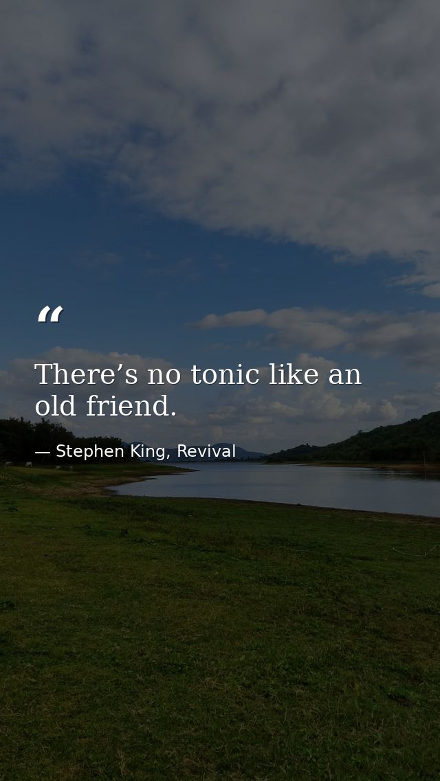 There’s no tonic like an old friend. — Stephen King, Revival