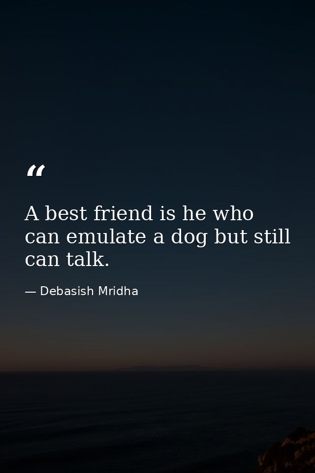 A best friend is he who can emulate a dog but still can talk. — Debasish Mridha
