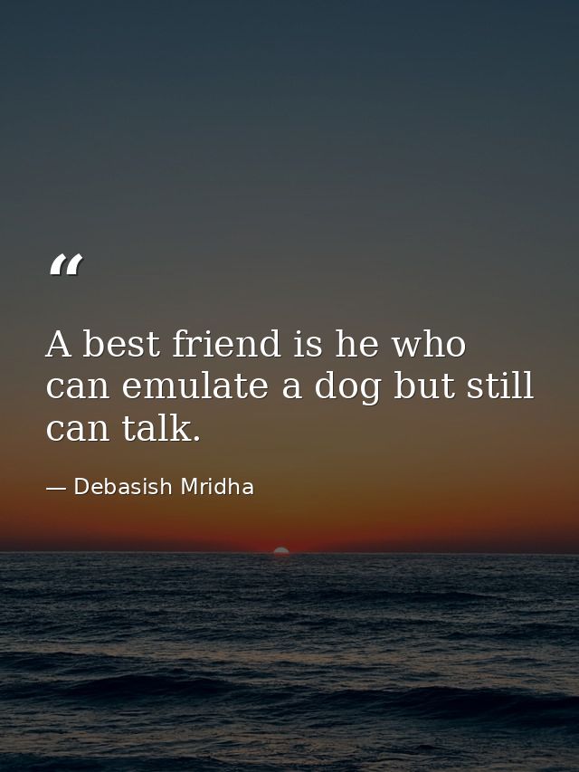 A best friend is he who can emulate a dog but still can talk. — Debasish Mridha