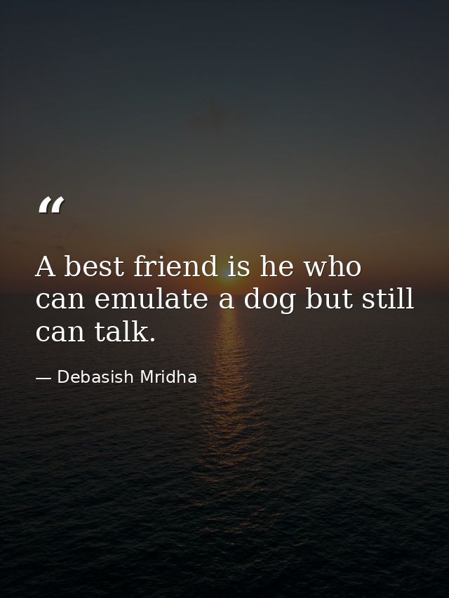 A best friend is he who can emulate a dog but still can talk. — Debasish Mridha