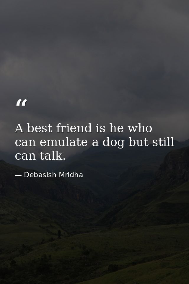 A best friend is he who can emulate a dog but still can talk. — Debasish Mridha