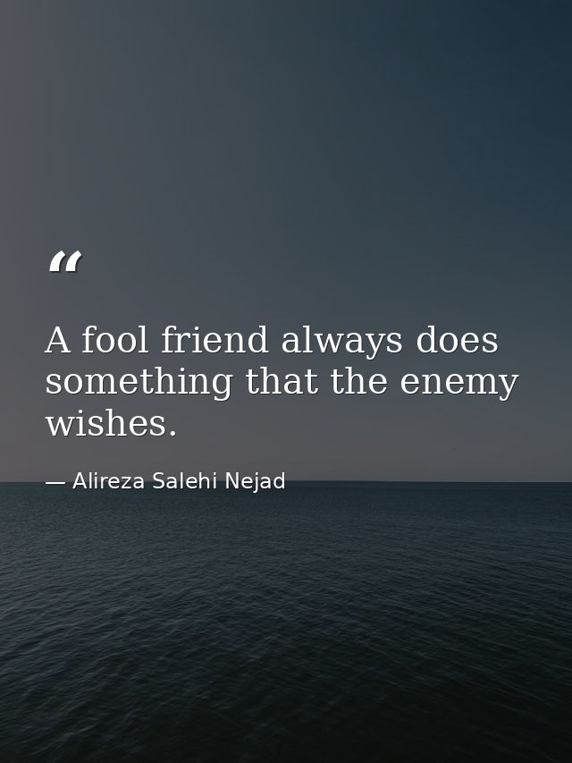 A fool friend always does something that the enemy wishes. — Alireza Salehi Nejad