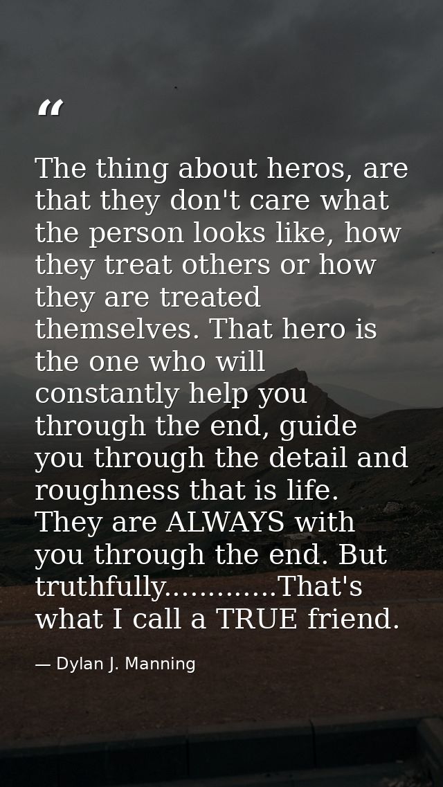 The thing about heros, are that they don't care what the person looks like, how they treat others or how they are treate — Dylan J. Manning