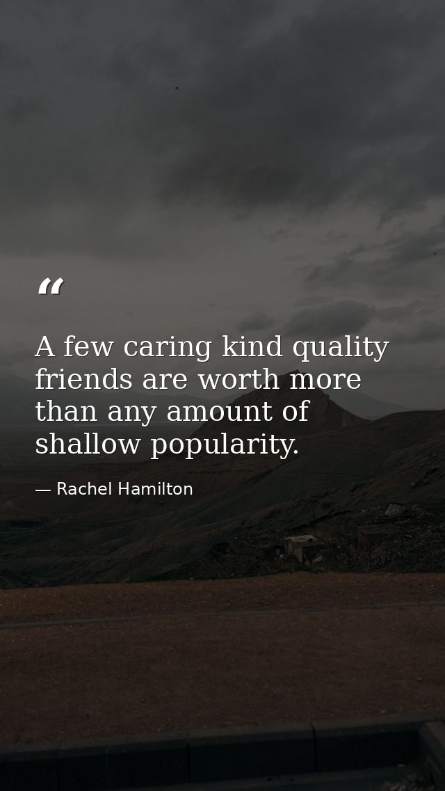 A few caring kind quality friends are worth more than any amount of shallow popularity. — Rachel Hamilton