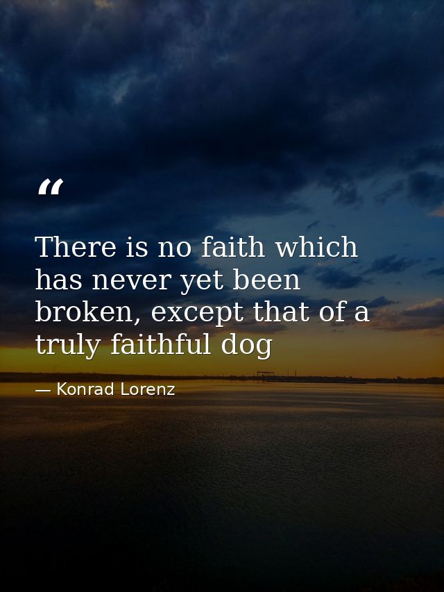 There is no faith which has never yet been broken, except that of a truly faithful dog — Konrad Lorenz