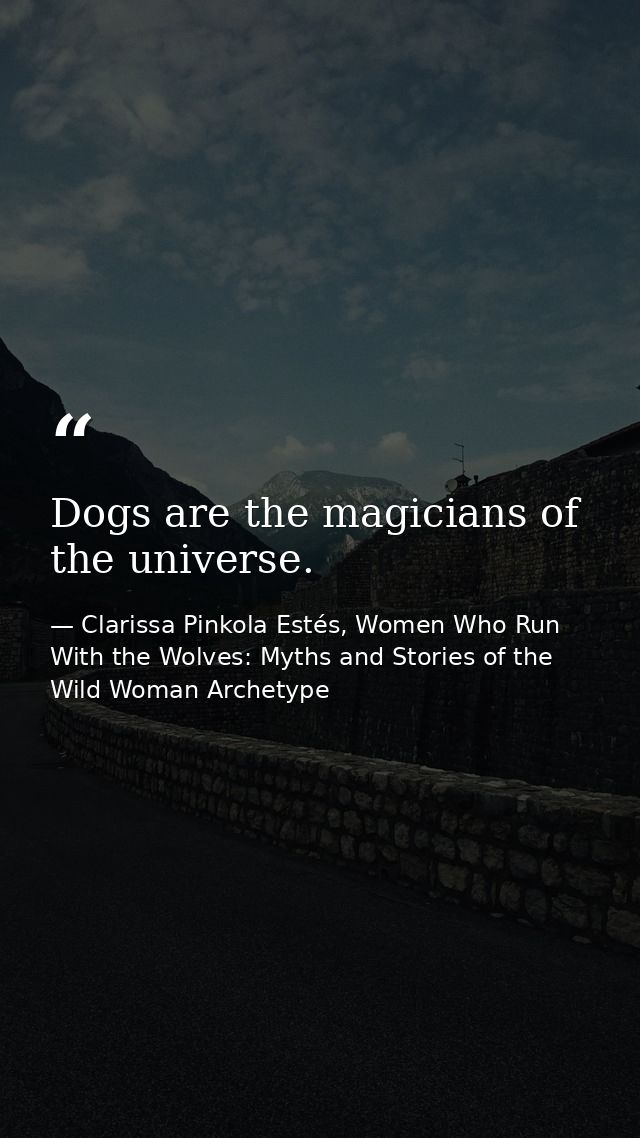 Dogs are the magicians of the universe. — Clarissa Pinkola Estés, Women Who Run With the Wolves: Myths and Stories of the Wild Woman Archetype