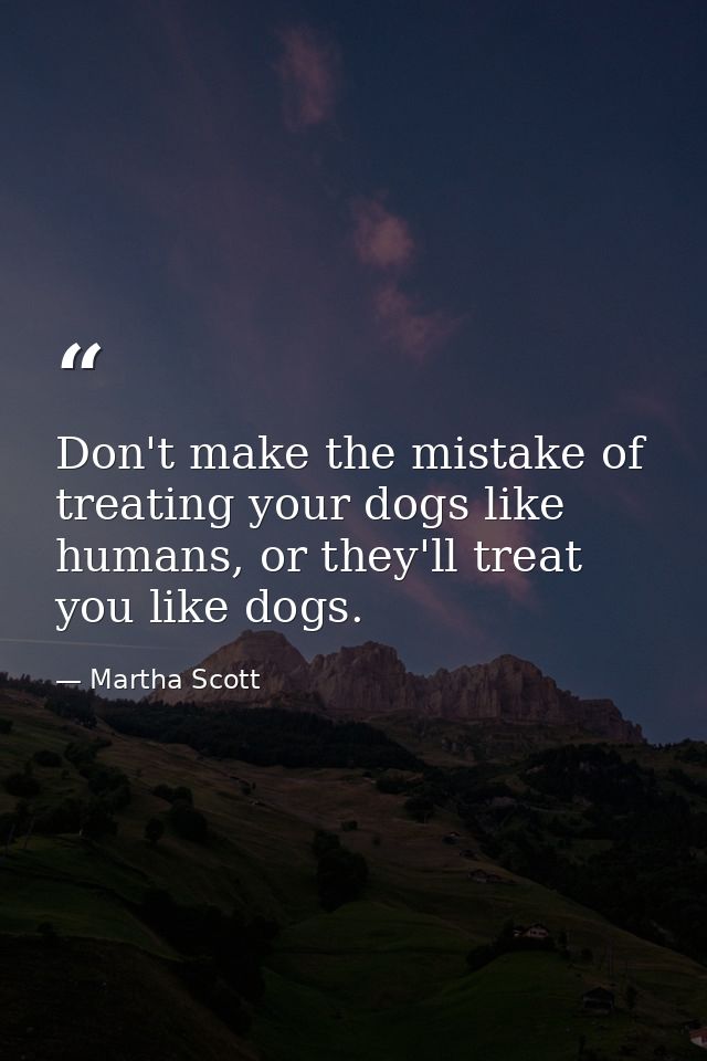 Don't make the mistake of treating your dogs like humans, or they'll treat you like dogs. — Martha Scott
