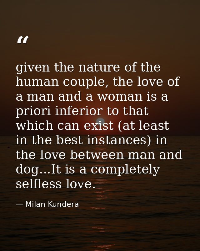 given the nature of the human couple, the love of a man and a woman is a priori inferior to that which can exist (at lea — Milan Kundera
