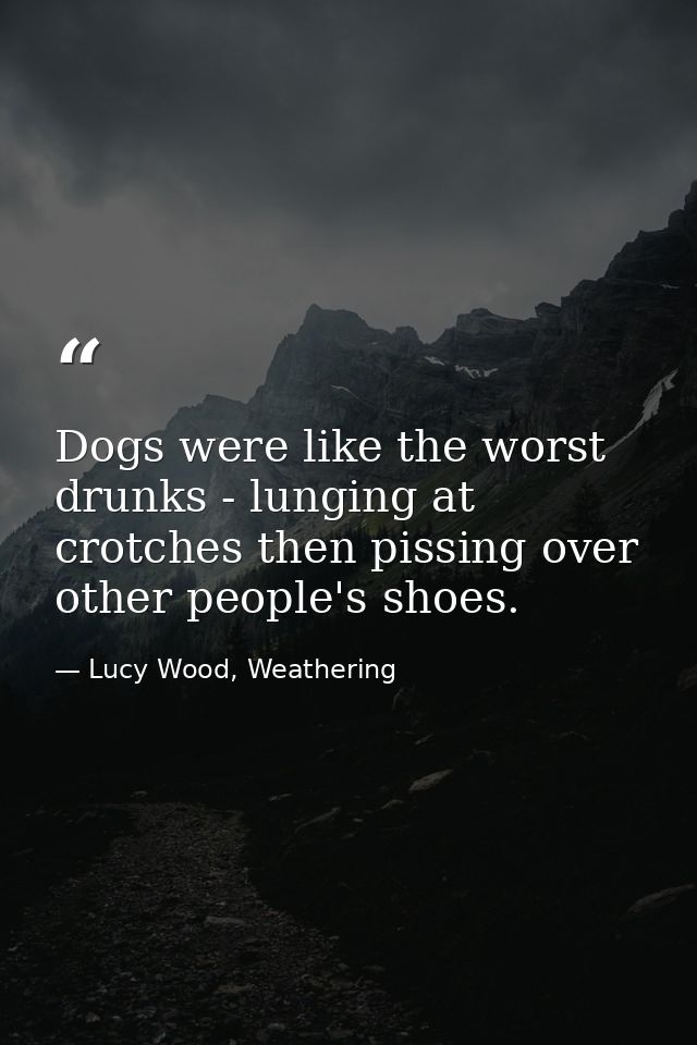 Dogs were like the worst drunks - lunging at crotches then pissing over other people's shoes. — Lucy Wood, Weathering