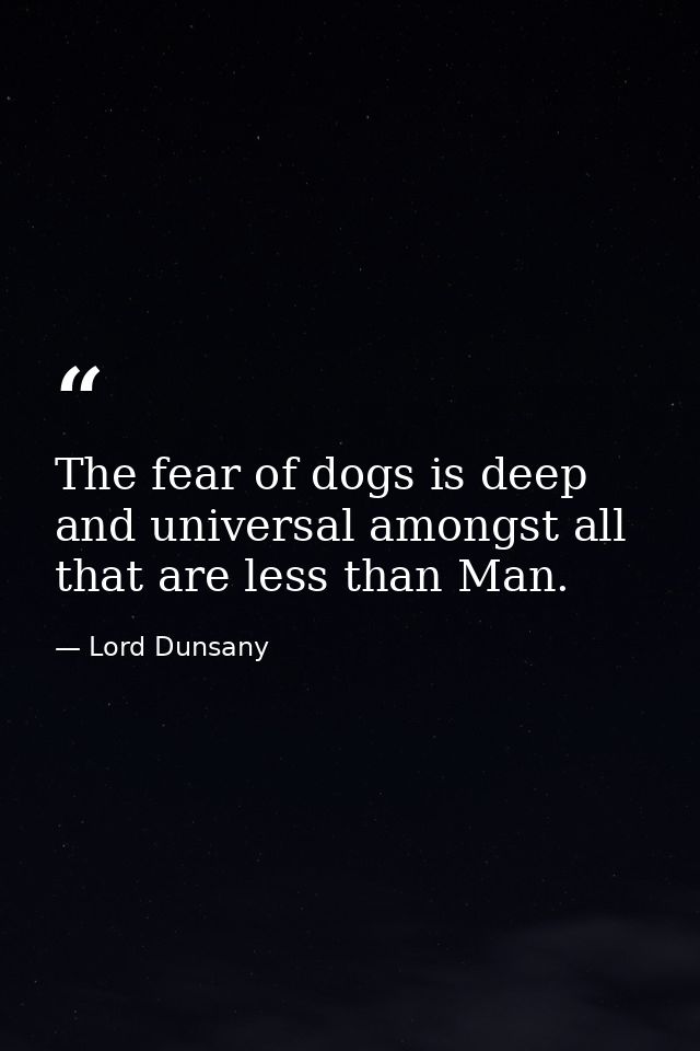 The fear of dogs is deep and universal amongst all that are less than Man. — Lord Dunsany