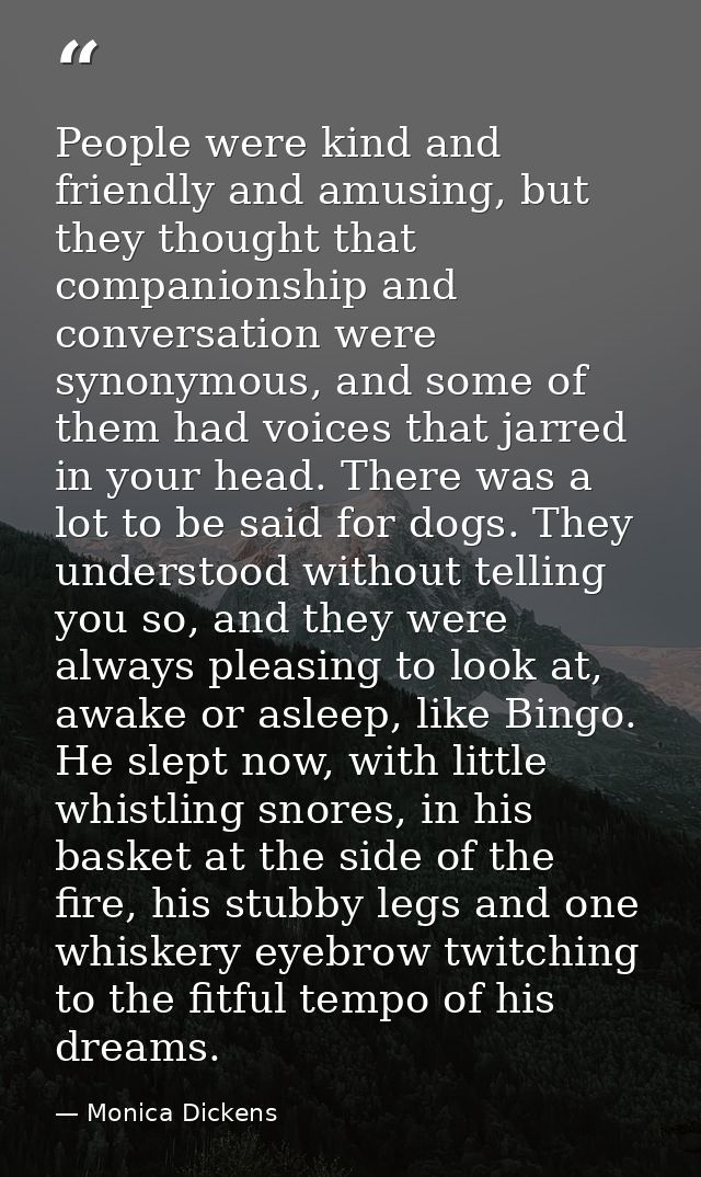 People were kind and friendly and amusing, but they thought that companionship and conversation were synonymous, and som — Monica Dickens