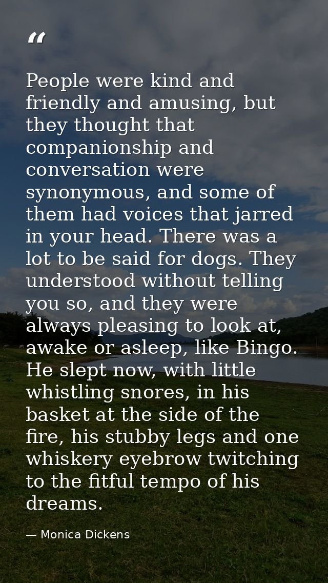 People were kind and friendly and amusing, but they thought that companionship and conversation were synonymous, and som — Monica Dickens