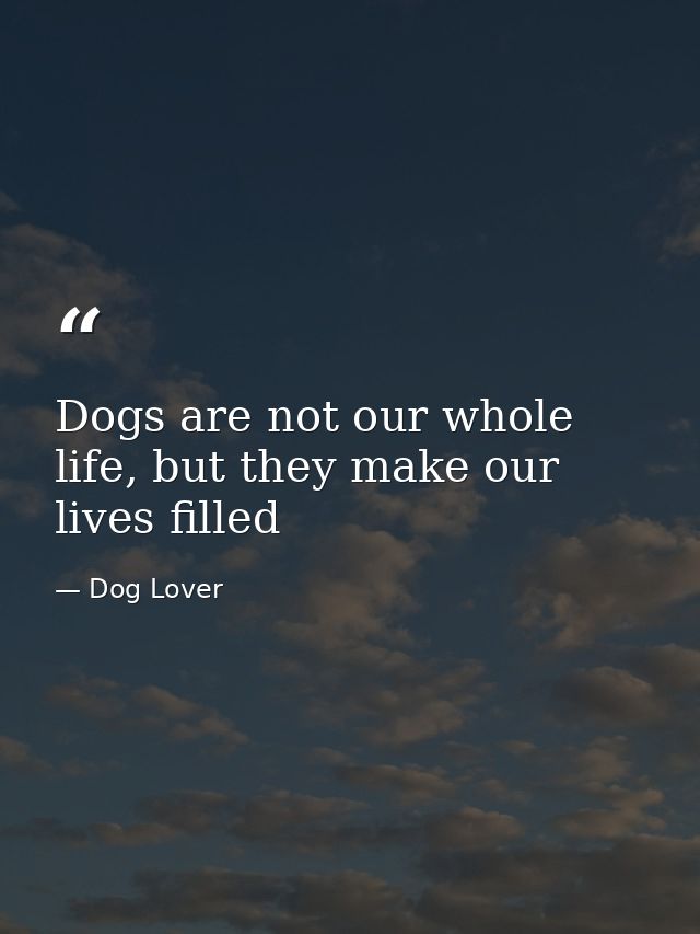 Dogs are not our whole life, but they make our lives filled — Dog Lover