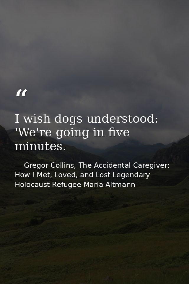 I wish dogs understood: 'We're going in five minutes. — Gregor Collins, The Accidental Caregiver: How I Met, Loved, and Lost Legendary Holocaust Refugee Maria Altmann
