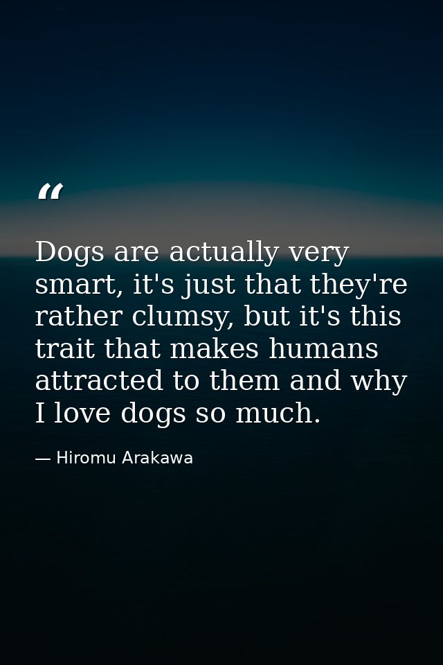 Dogs are actually very smart, it's just that they're rather clumsy, but it's this trait that makes humans attracted to t — Hiromu Arakawa