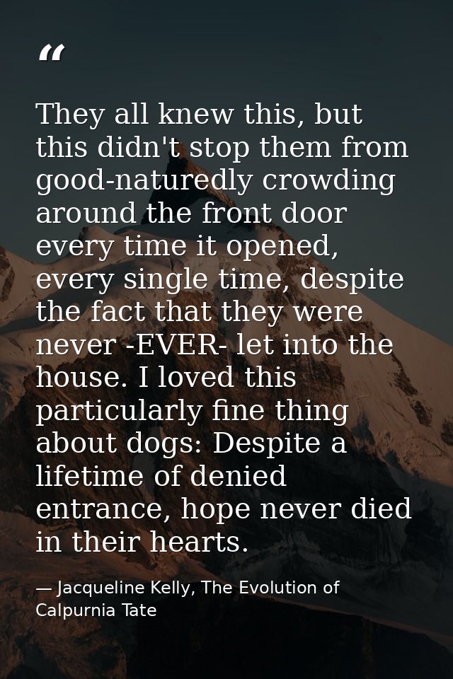 They all knew this, but this didn't stop them from good-naturedly crowding around the front door every time it opened, e — Jacqueline Kelly, The Evolution of Calpurnia Tate