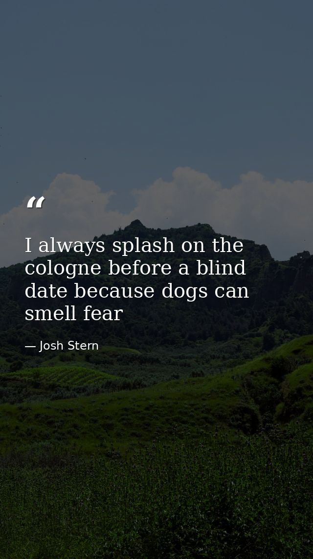 I always splash on the cologne before a blind date because dogs can smell fear — Josh Stern