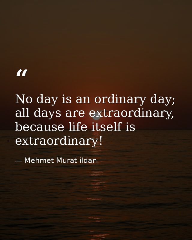 No day is an ordinary day; all days are extraordinary, because life itself is extraordinary! — Mehmet Murat ildan