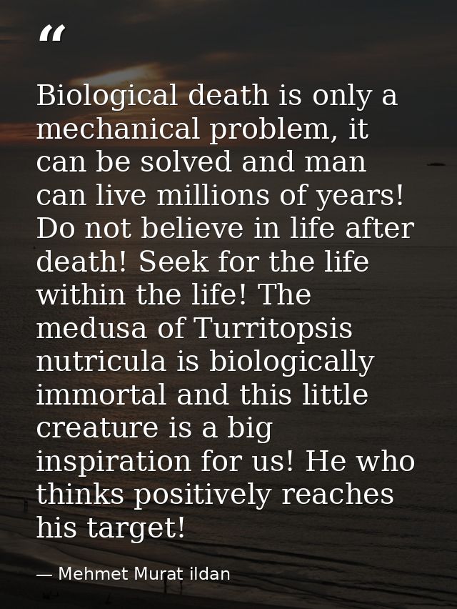 Biological death is only a mechanical problem, it can be solved and man can live millions of years! Do not believe in li — Mehmet Murat ildan