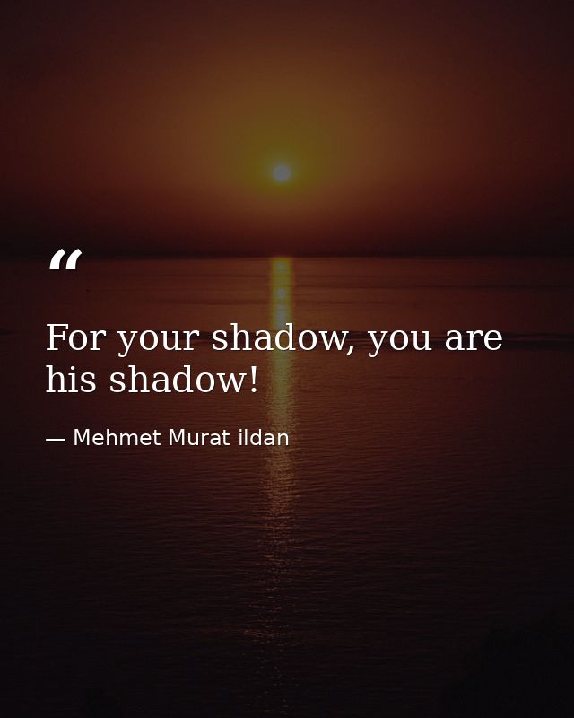 For your shadow, you are his shadow! — Mehmet Murat ildan